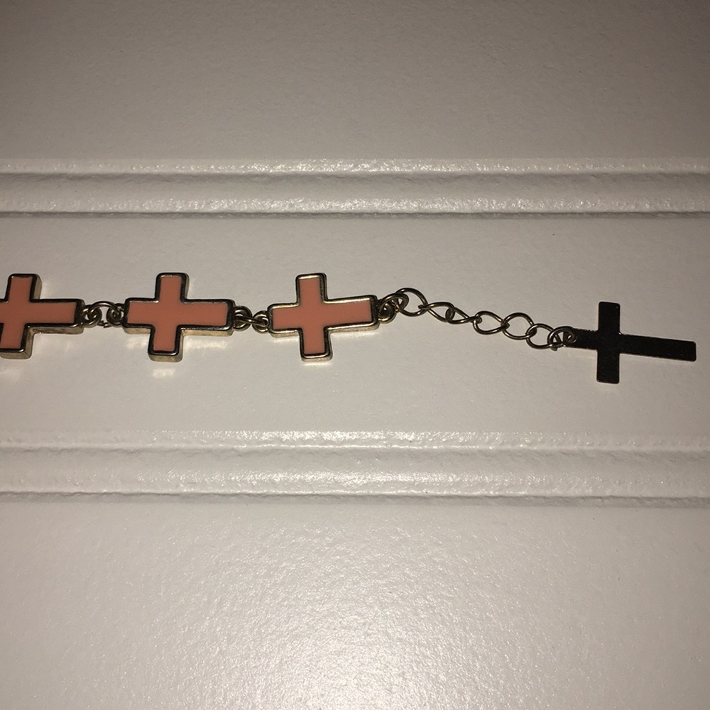Silver and Peach Colored Cross Bracelet ⭐️⭐️ - Picture 3 of 8